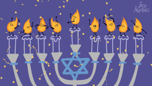 happy hanukkah,hanukkah,cute,celebration,flames,ecard