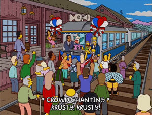 homer simpson,season 14,episode 9,train,krusty the clown,crowd,14x09,krusty