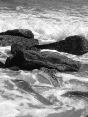 black and white,ocean,rocks