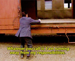 stowaway,movies,the office,suit,running away,hopping a train car