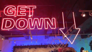 typography,neon lights,arrow,get down,american eagle outfitters