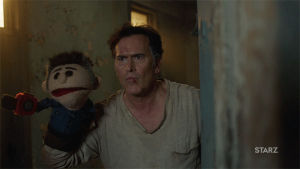 tv,season 2,weird,yes,starz,ash vs evil dead,nod,bruce campbell,ash williams,puppet,agree,agreement,ashley williams,lets do this,lets go