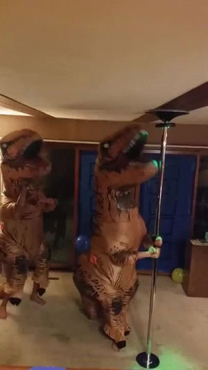 dinosaur,stripper pole,dinos,dancing