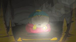 eric cartman,surprise,cave,flashlight