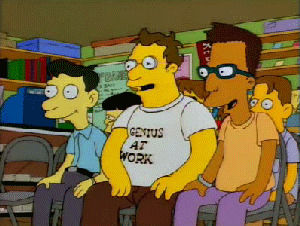 laughing,nerd,genius,itchy and scratchy and poochie show,simpsons