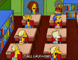 happy,bart simpson,episode 9,excited,school,laugh,season 11,haha,milhouse van houten,joyous,11x09