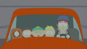 car,eric cartman,kenny mccormick,butters stotch,driving,hurry,clyde donovan