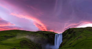 clouds,waterfall,iceland