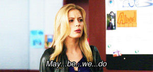 gillian anderson,community,confused,britta perry,may be we do,maybe we do