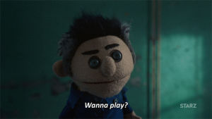ash vs evil dead,playdate,season 2,creepy,play,starz,puppet,wanna play
