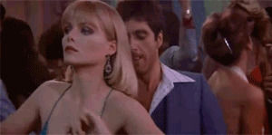 scarface,tony montana,al pacino,dance,clubbing,michelle pfeiffer,dancing,at the club,at the club like