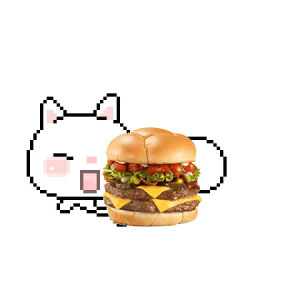 hungry,cat,food,kawaii,pixel,kitty,cheeseburger,hamburger