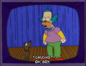 season 8,laugh,episode 13,krusty the clown,haha,disappointed,8x13,oh boy