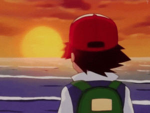 ash ketchum,pokemon,pokemon go,sunset,i dont want to watch the sunset i want to catch pokemon