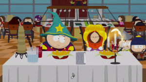 eric cartman,eating,kenny mccormick,jimmy valmer,wizard,candle light