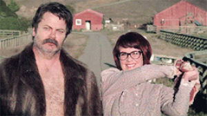 nick offerman,megan mullally,mullally,offerman,american ham,putting off sleep w photoshop can u tell,please watch this it was literally life changing its on netflix watch it now