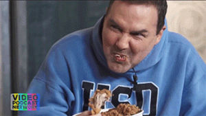 norm macdonald,fried chicken,food,eating,pigging out