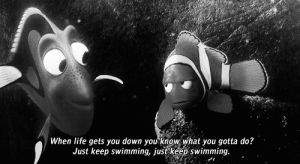 just keep swimming,love,black and white,friends,white,dori