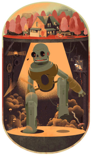 robot,smoke,giant,dance,happy,dancing,fun,crazy,iron,laboratory