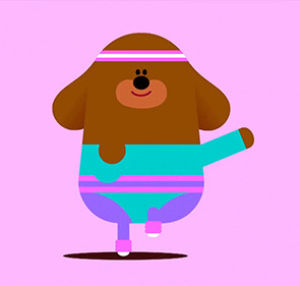 exercise,happy,aerobics,gym,duggee,dance,dog,excited,class,hey duggee
