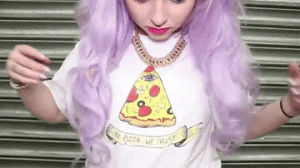 pizza,grunge,mouth,pastel goth,dyed hair,colored hair,silenced,sewn,in pizza we trust,sewn shut