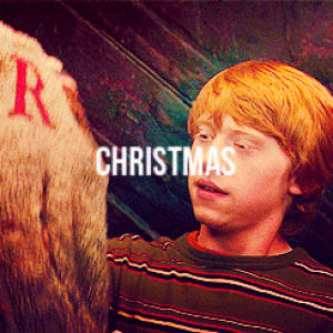 ron weasley,ginny weasley,weasley,happy,christmas,harry potter