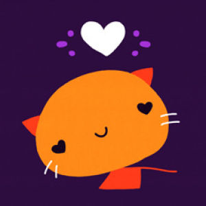 hearts,emoji,valentines day,love,cat,cute,animals,artists on tumblr,animal,heart,orange,purple,cindy suen,bone,feeling you