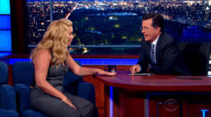 stephen colbert,amy schumer,the late show with stephen colbert,lssc,hunnibi,smokefall
