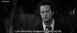 sad,matthew perry,black and white,disappointed