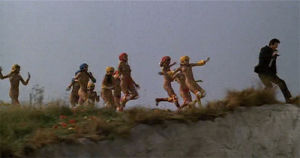monty python,meaning of life,movie,comedy,80s,girls,jump,death,silly,chase,1983,cliff,biggest loser