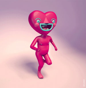 valentines day,hearts,heart,run,valentines,beating heart,animation,cute,c4d,character,cinema 4d,dlgnce,heart head