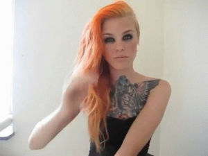 tattoo girl,scene girl,tattoo,girl,orange,scene,scene hair,orange hair