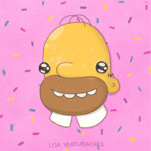 lisa vertudaches,animation,homer simpson,cute,pink,simpsons,adorable,homer,donut,homey,mmm donuts