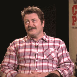 teehee,laughing,nick offerman,reactions,giggle,giggling