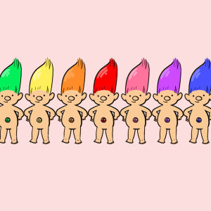 aesthetic,stefanie shank,troll dolls,trolls,rainbow,stef shank,dance,cute,90s,party,loop,illustration,kawaii,sweet,pastel,troll,pastels,decades,90s toys,pastel pink,house of joy,troll doll