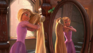 rapunzel,combing hair,tangled,mirror