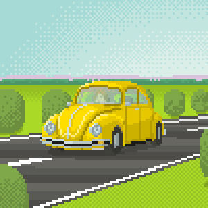 volkswagen,vw,gaming,loop,illustration,pixel art,cars,beetle
