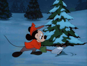 disney,snow,chop,christmas tree,mickey mouse,1952,axe,christmas,chopping