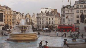 london,england,fountain,double decker bus