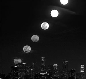 moon,beautiful,black and white,night,city