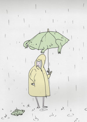 rain,pastel,umbrella,animation,bird,2d animation,frog