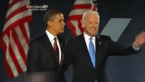 waving,obama,hello,barack obama,wave,joe biden,election night 2008,victory speech 2008