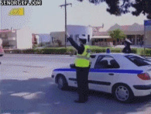 police,motorcycle,high five,security,party,win,transportation