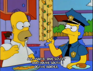 homer simpson,season 6,marge simpson,angry,mad,police,episode 24,breakfast,6x24