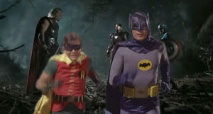 avengers,thor,batman,running,run,trailer,captain america,iron man,2012,robin,the avengers,running away,adam west,60s