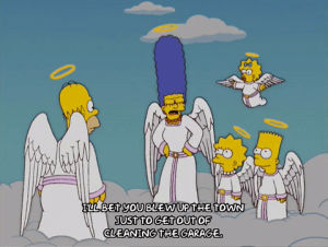 homer simpson,bart simpson,marge simpson,lisa simpson,episode 1,angry,maggie simpson,season 16,angels,heaven,16x01