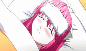 not feeling well,headache,sick,anime,tired,ugh,sleepy,pink hair,waking up,sickly