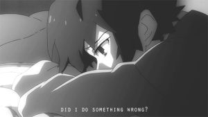 black and white,anime,black rock shooter,girl,sad,boy,wrong,kuroi mato