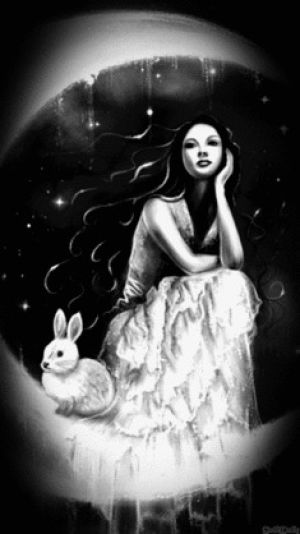 moon,good night,night,rabbit,fantasy,dark,black and white,magical,stars,sparkle,full moon
