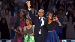 sasha obama,hello,obama,barack obama,hi,wave,michelle obama,waving,election night 2012,victory speech 2012,barack and michelle,the obamas,michelle and barack,maila obama